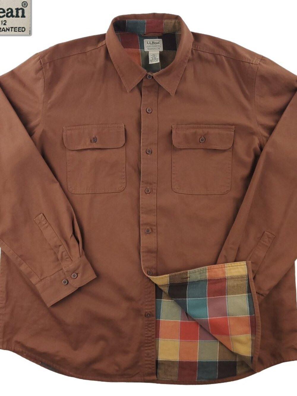 L.L. Bean Flannel Lined Hurricane Shirt Jacket Shacket Button Up 298205 Men's XL